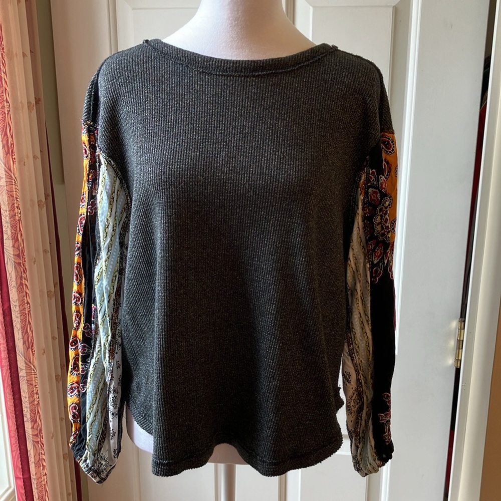 Chelsea & Theodore Waffle Knit Top with Boho Sleeves